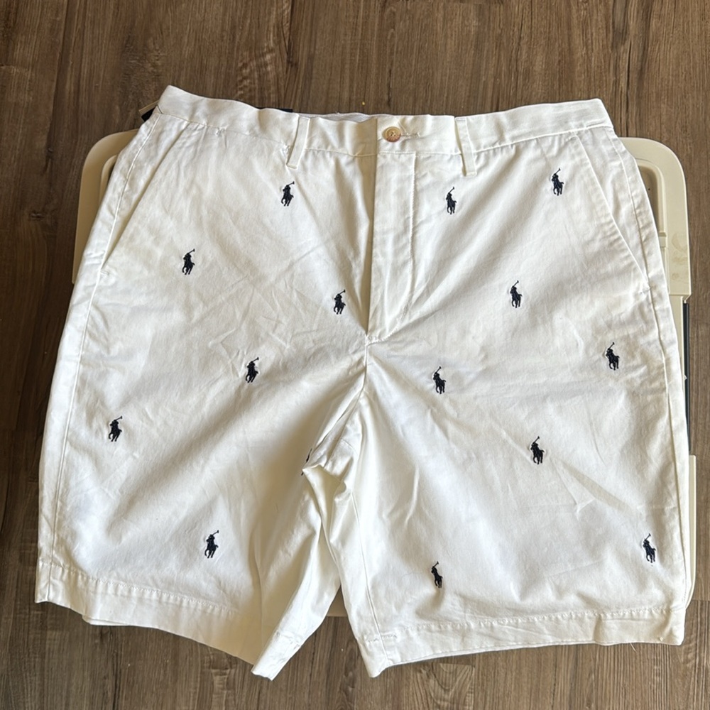Polo by Ralph Lauren Cream Shorts with Navy Trim